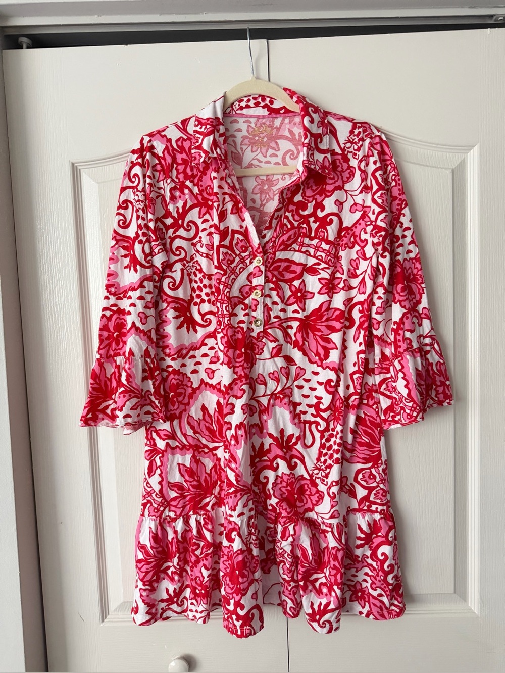 Lilly Pulitzer Pink & White Floral Button Tunic Dress